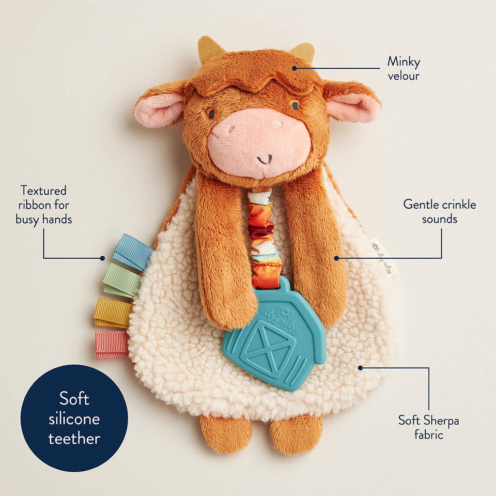 Itzy Lovey Plush & Teether Toy - Wyatt the Highland Cow