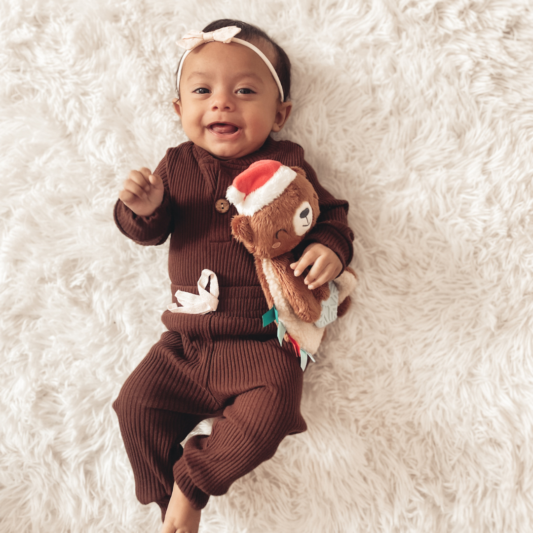 Holiday Itzy Lovey Plush & Teether Toy - Cocoa the Bear