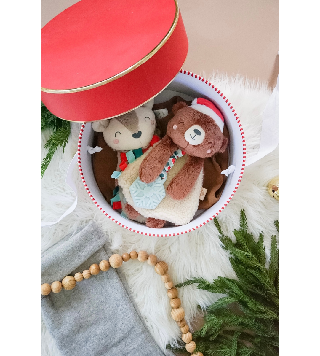 Holiday Itzy Lovey Plush & Teether Toy - Cocoa the Bear