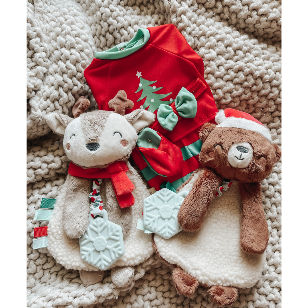 Holiday Itzy Lovey Plush & Teether Toy - Cocoa the Bear